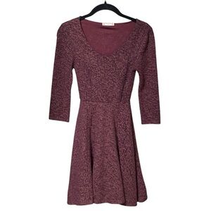 Altar’d State Plum Textured Fleece Fit & Flare Mini Dress XS Soft Cozy Boho
